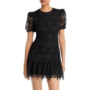 Aqua Lace Puff Sleeve Dress - M